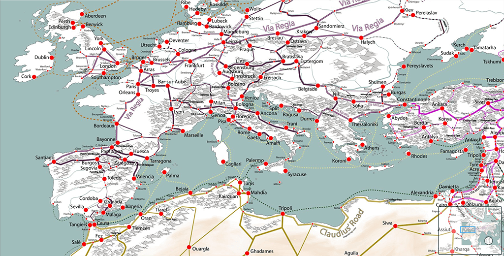 Medieval Trade Routes Map